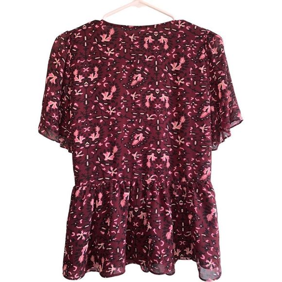 Madewell Georgette Flutter-Sleeve Peplum Top in Rich Paisley size Small - Picture 5 of 13